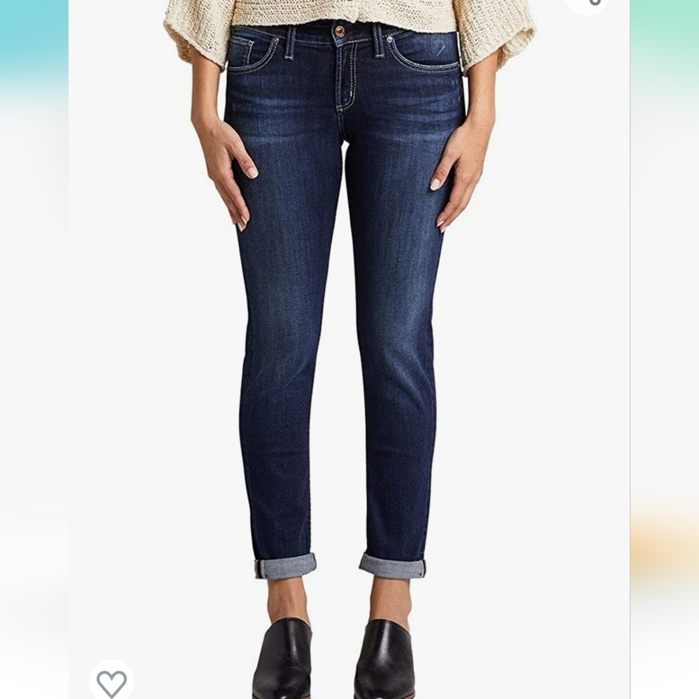 Silver Jeans Co. Women's Boyfriend Mid Rise Slim Leg Jeans